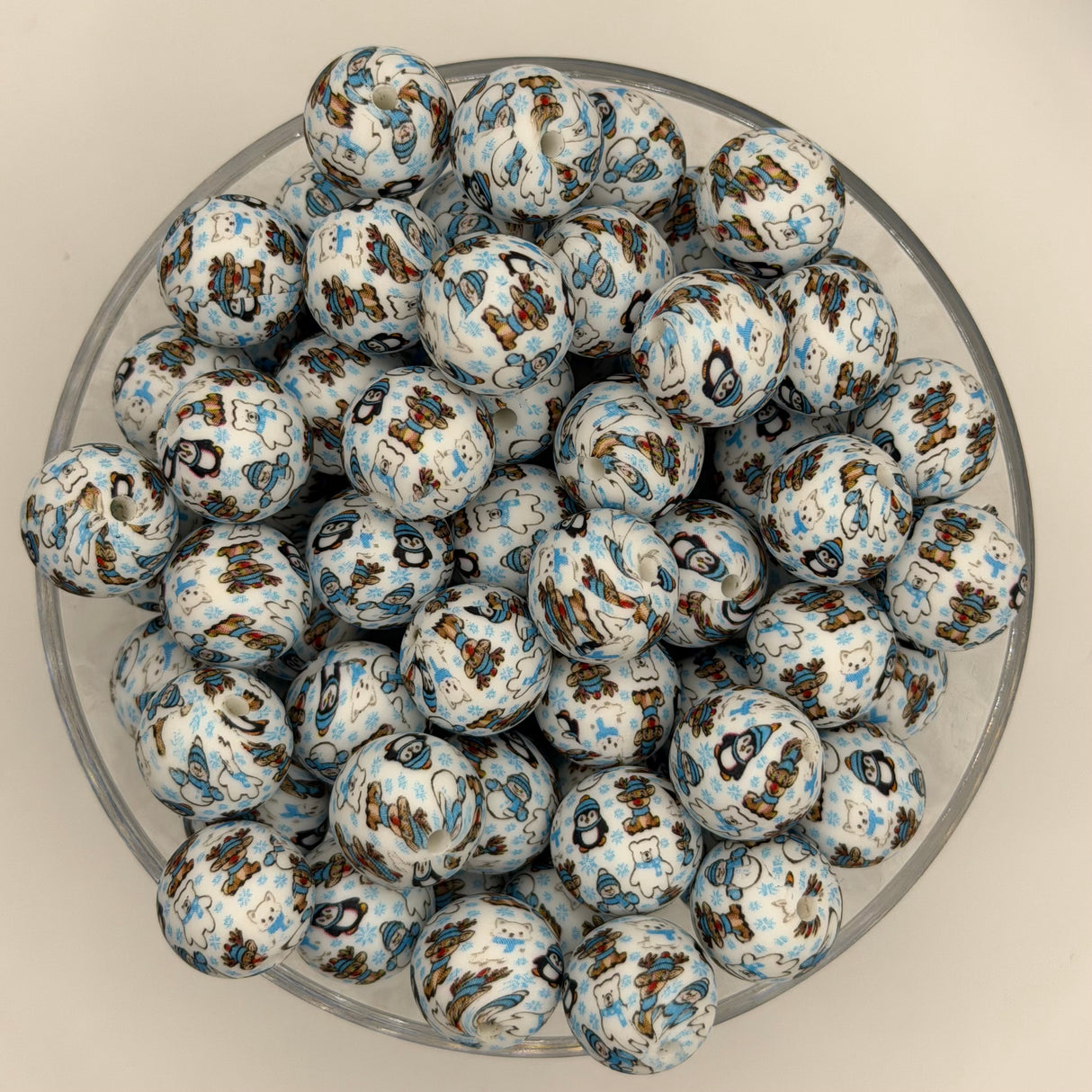 Snow Day 15mm Silicone Bead