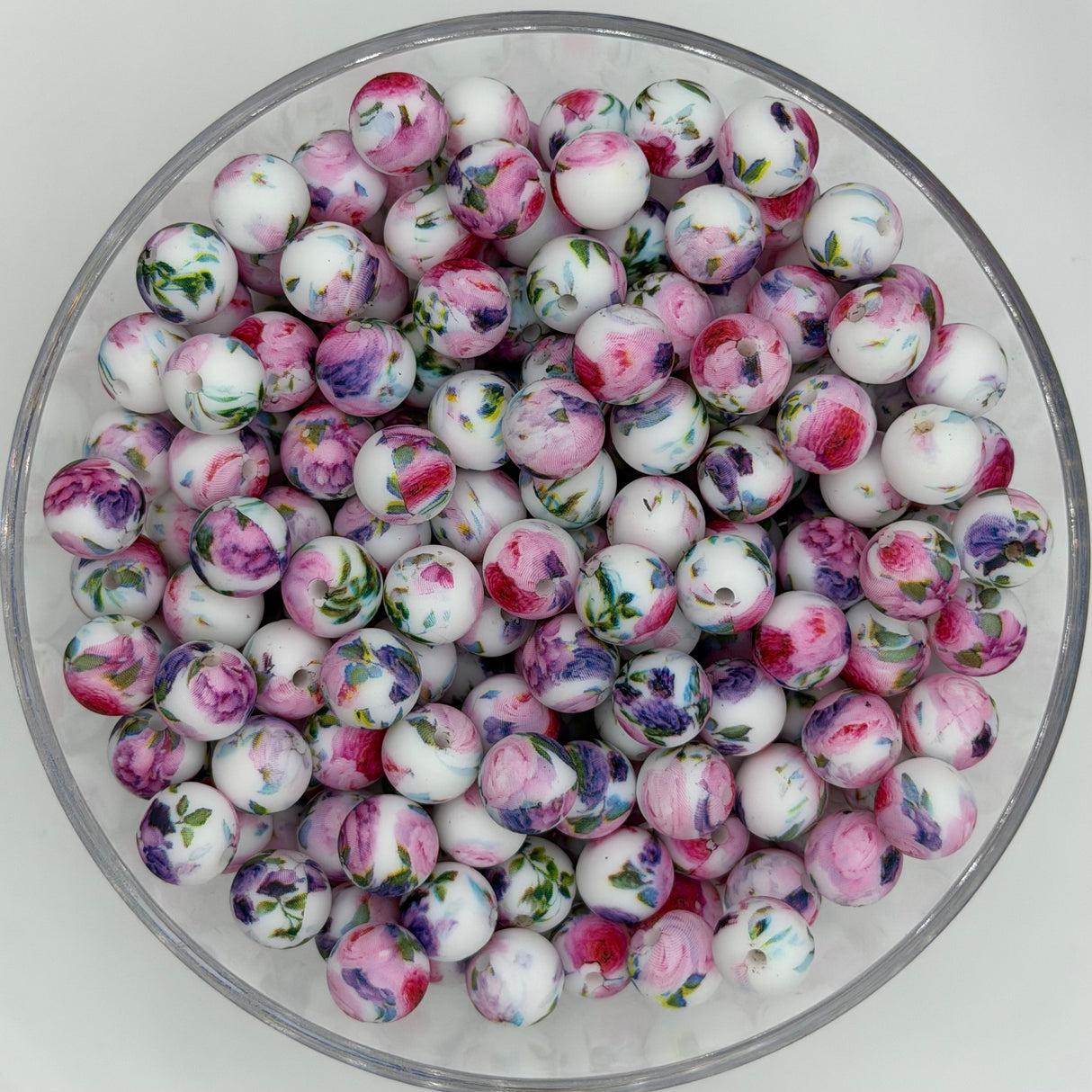 Cottage Garden 9mm Print Silicone Bead