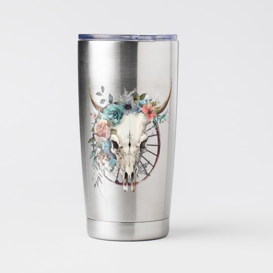 Floral Bull Skull Decal