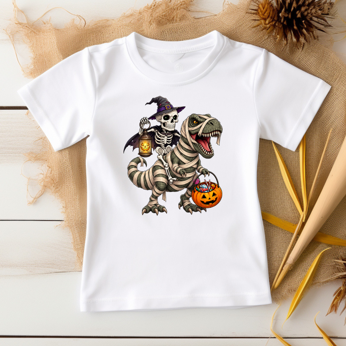 Skeleton and Dinosaur - DTF Transfer Print