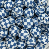 Blueberry Checkmate 15mm Silicone Bead