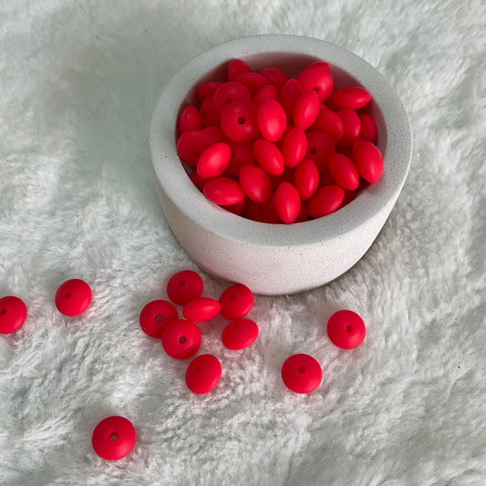 Scarlet Lentil 12*7mm Solid Silicone Beads