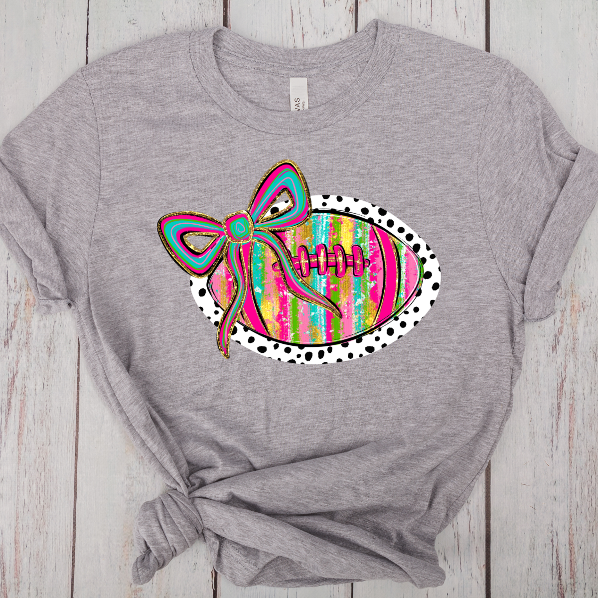 Painted Football with Bow -DTF Transfer Print