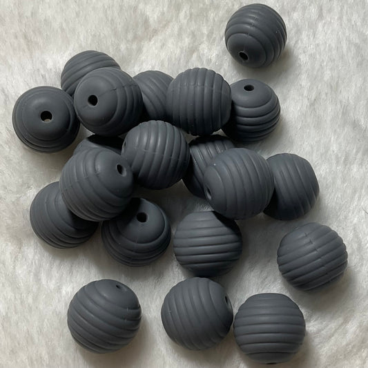 Dark Gray Honeycomb 15mm Silicone Bead