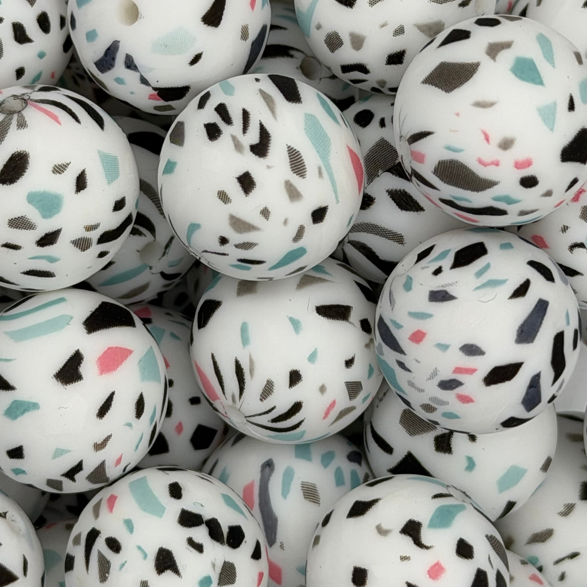 Confetti Chaos 19mm Print Silicone Bead
