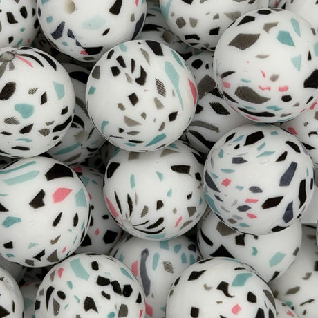 Confetti Chaos 19mm Print Silicone Bead