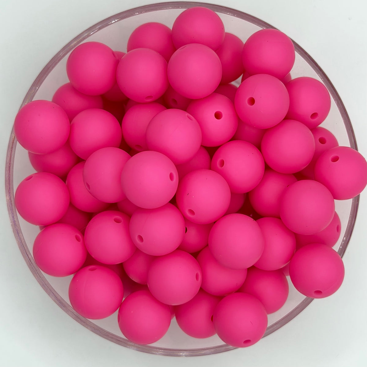 Punch Pink 15mm Solid Silicone Beads