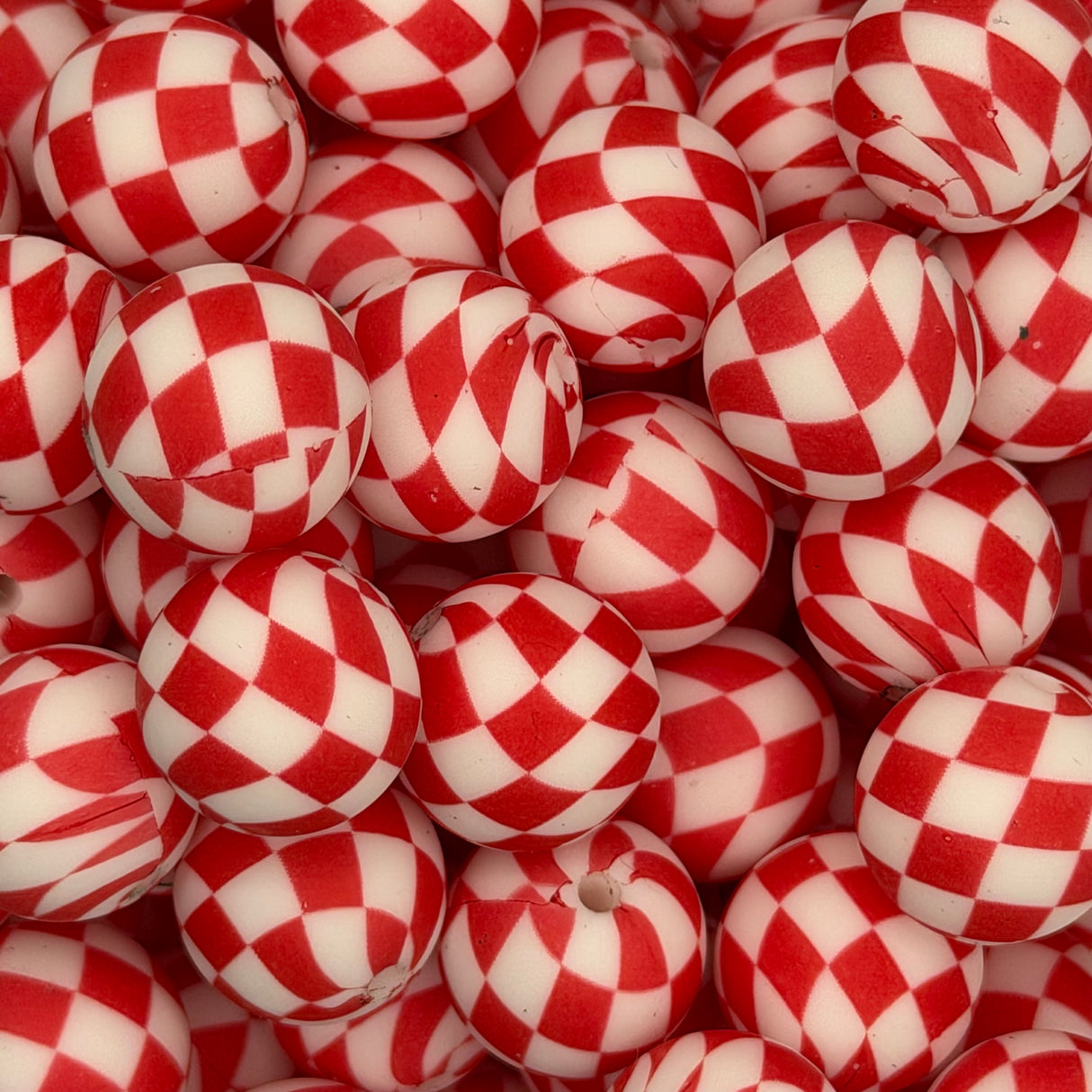 Cherry Checkmate 15mm Silicone Bead