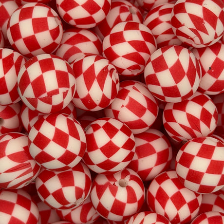 Cherry Checkmate 15mm Silicone Bead