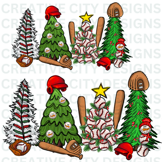 Baseball Christmas Tree Decal