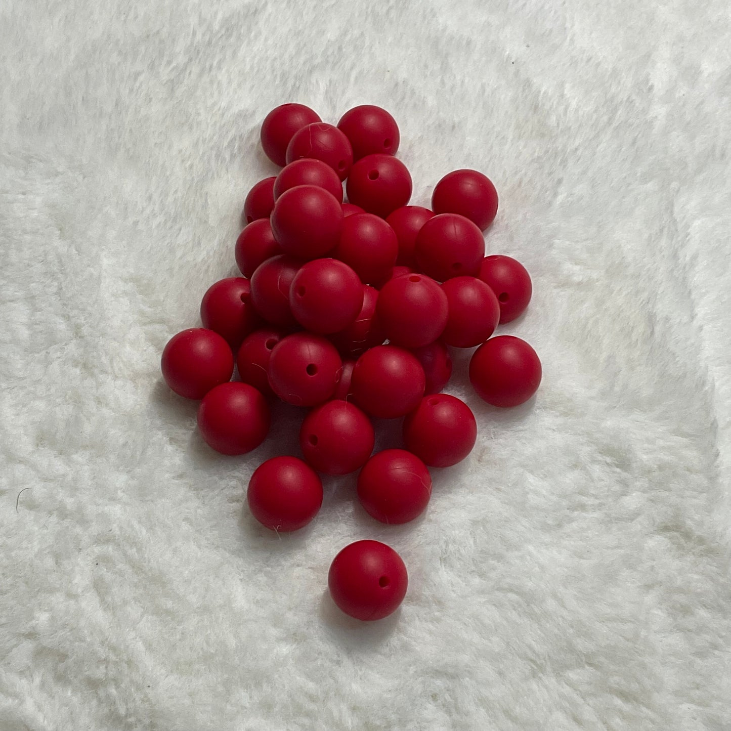 Crimson 15mm Solid Silicone Beads