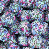 Enchanted Glass 14mm Hexagon Printed Silicone Bead