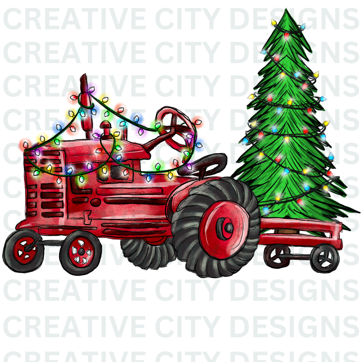 Christmas Tractor Decal