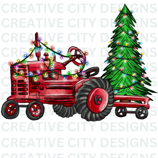 Christmas Tractor Decal