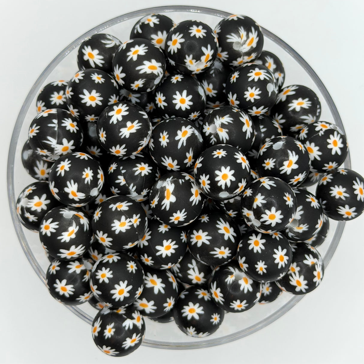 Petals After Dark 15mm Silicone Bead