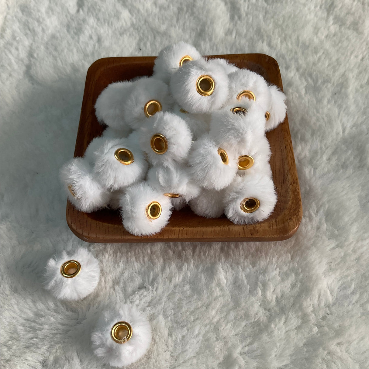 White Fuzzy Bead 20mm