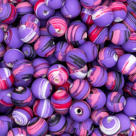 Violet Galaxy 9mm Print Silicone Bead