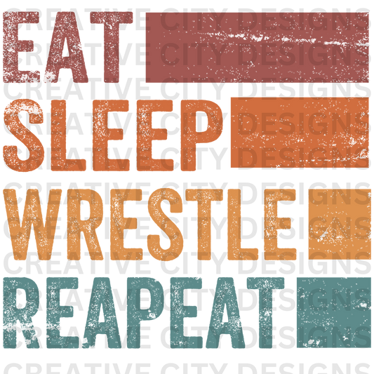 Eat Sleep Wrestle Repeat Decal