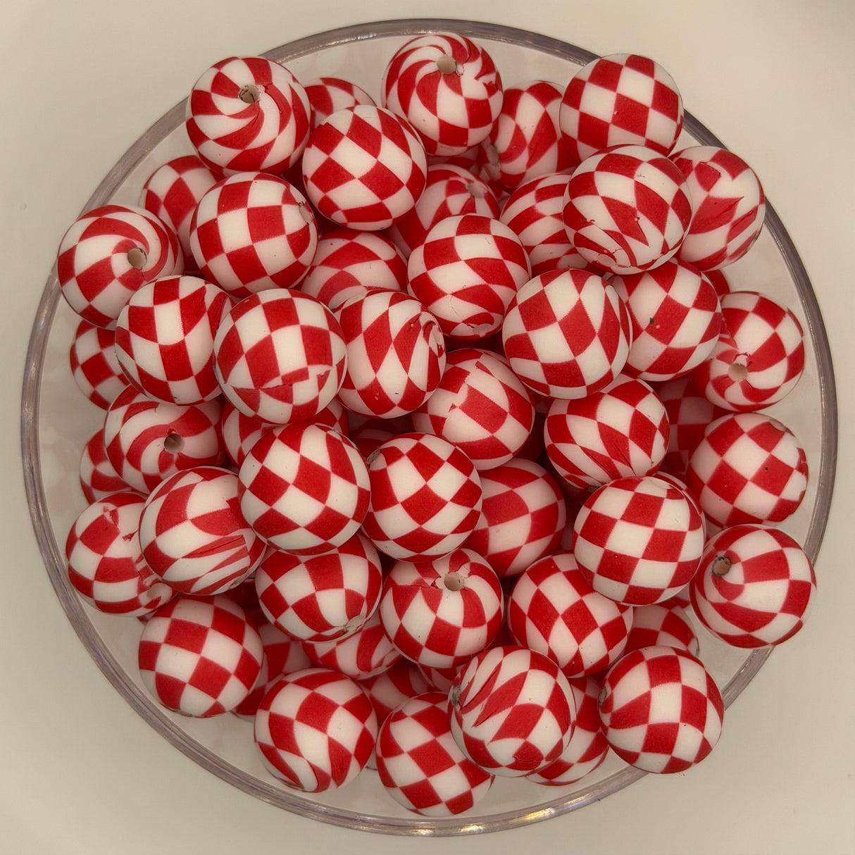 Cherry Checkmate 15mm Silicone Bead