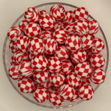 Cherry Checkmate 15mm Silicone Bead