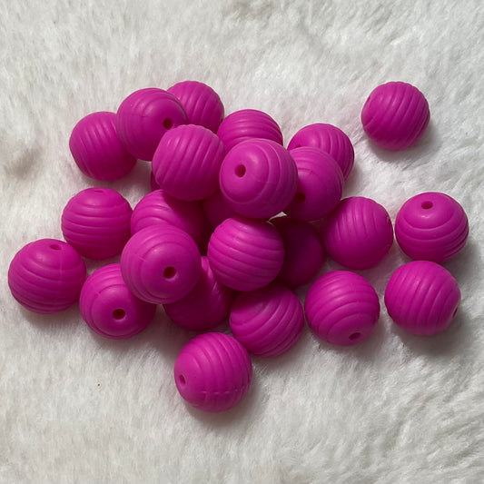 Bright Magenta Honeycomb 15mm Silicone Bead