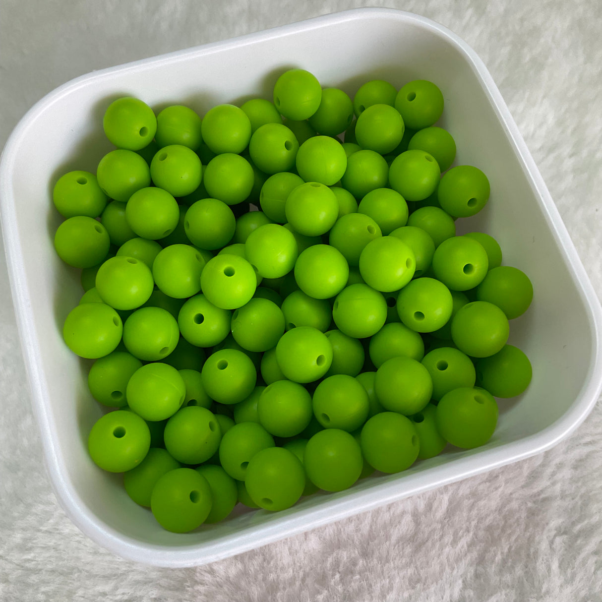 Lime Green 9mm Solid Silicone Beads