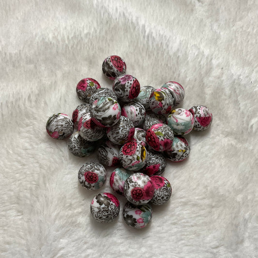 Inked Roses 15mm Silicone Bead