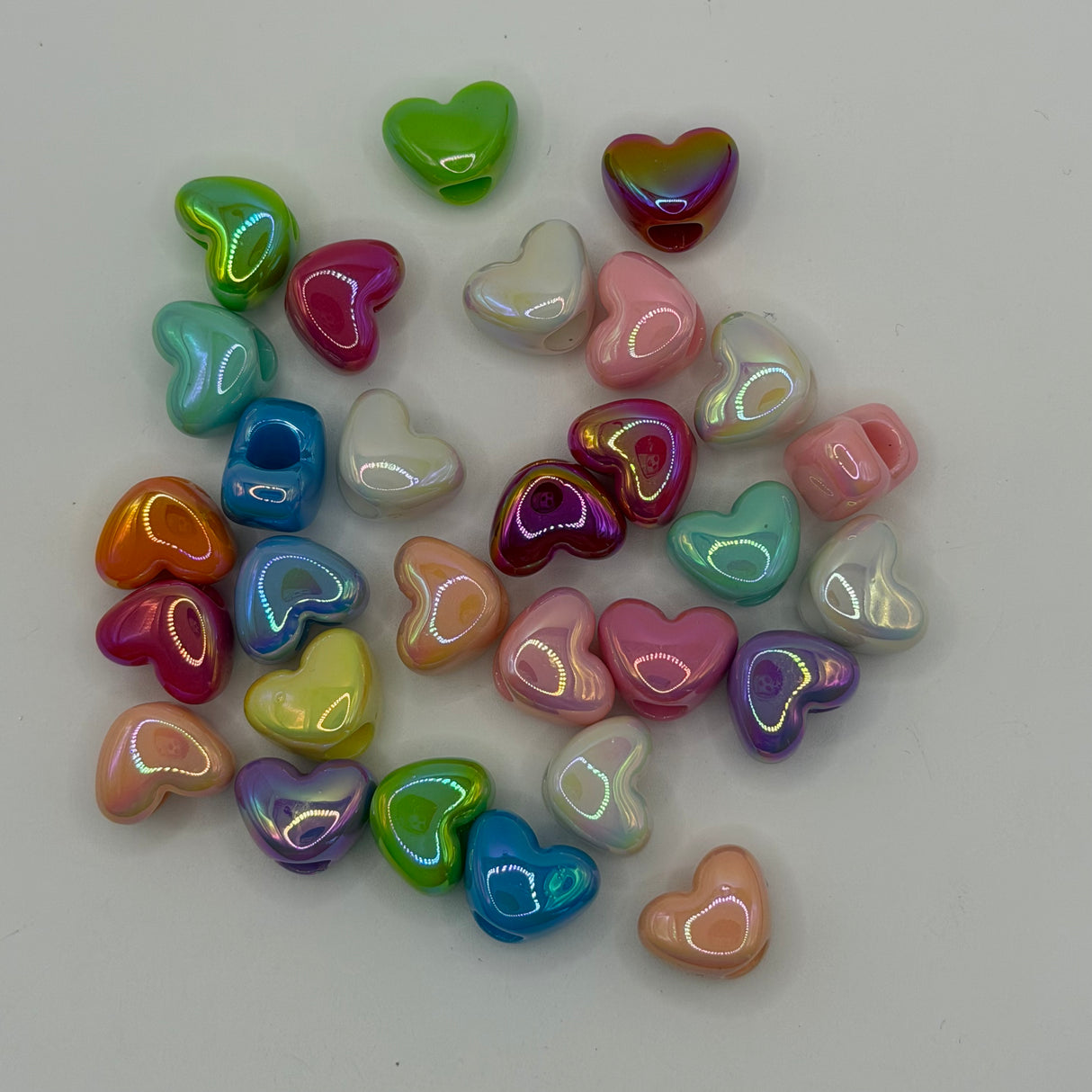 Opal Acrylic Hearts - Set of 5