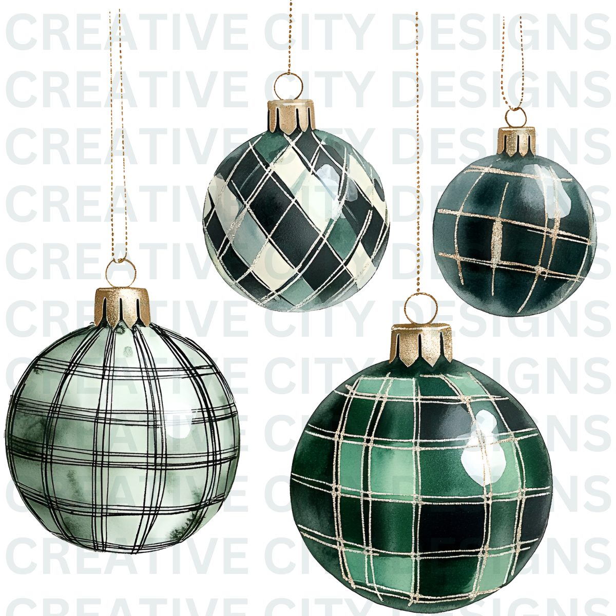 Green Plaid Christmas Decals