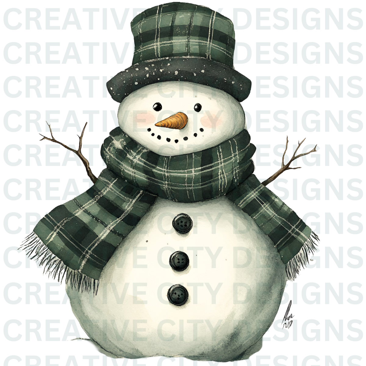 Green Plaid Christmas Decals