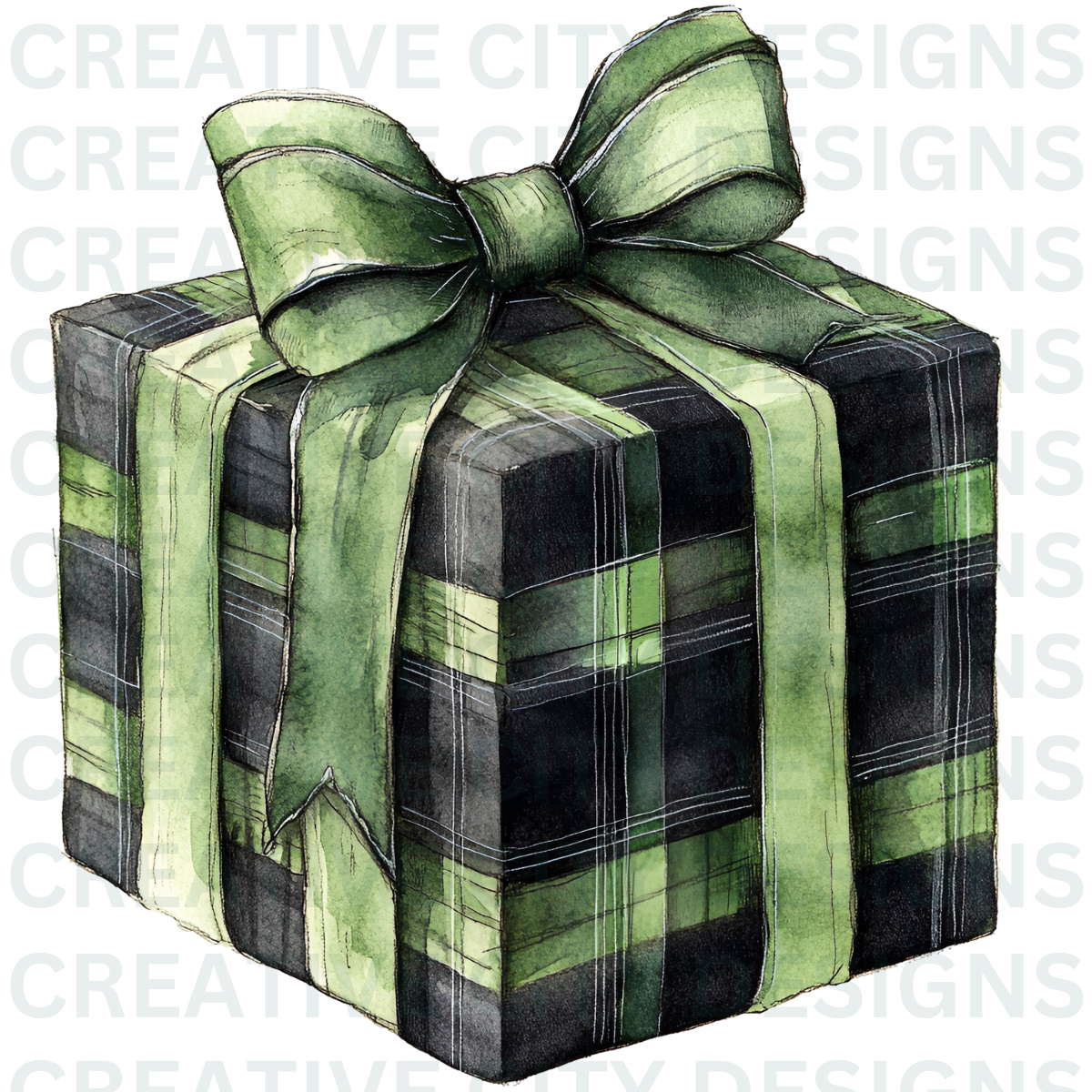 Green Plaid Christmas Decals