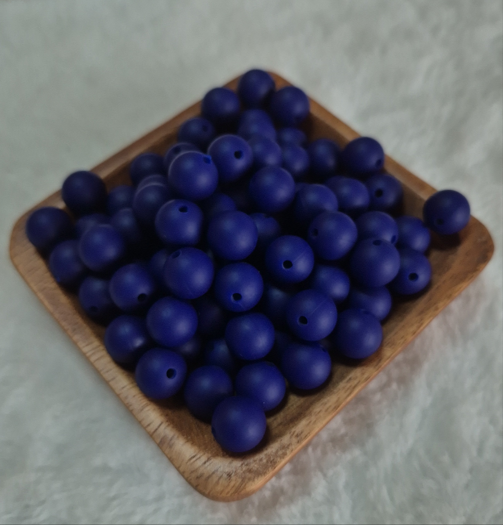 Navy 12mm Solid Silicone Beads