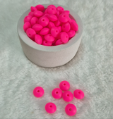 Electric Flamingo Lentil 12mm*7mm Solid Silicone Beads