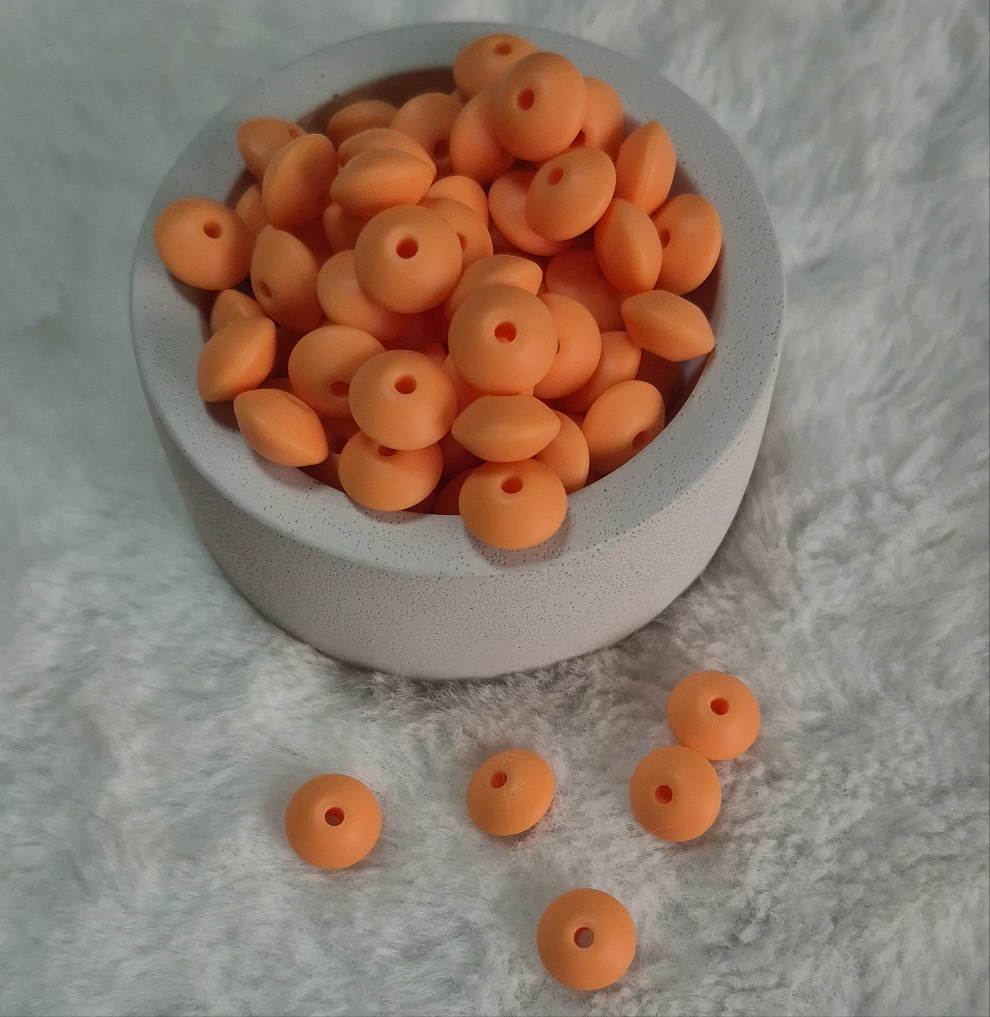 Cantaloupe Lentil 12*7mm Solid Silicone Beads