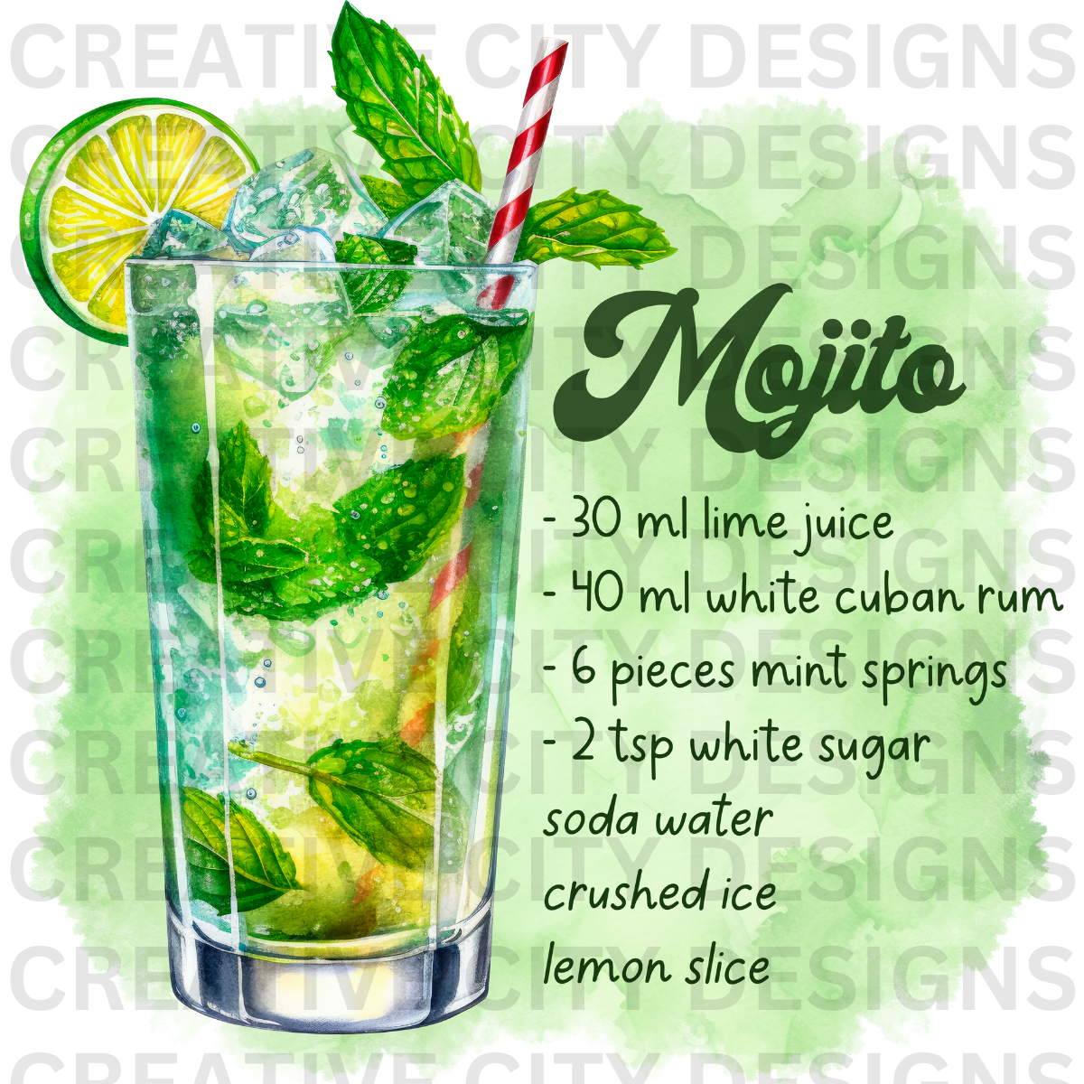 Mojito Recipe Decal