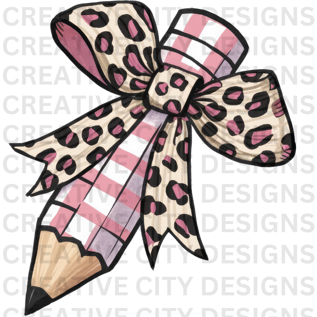 Pencil with Bow Decals