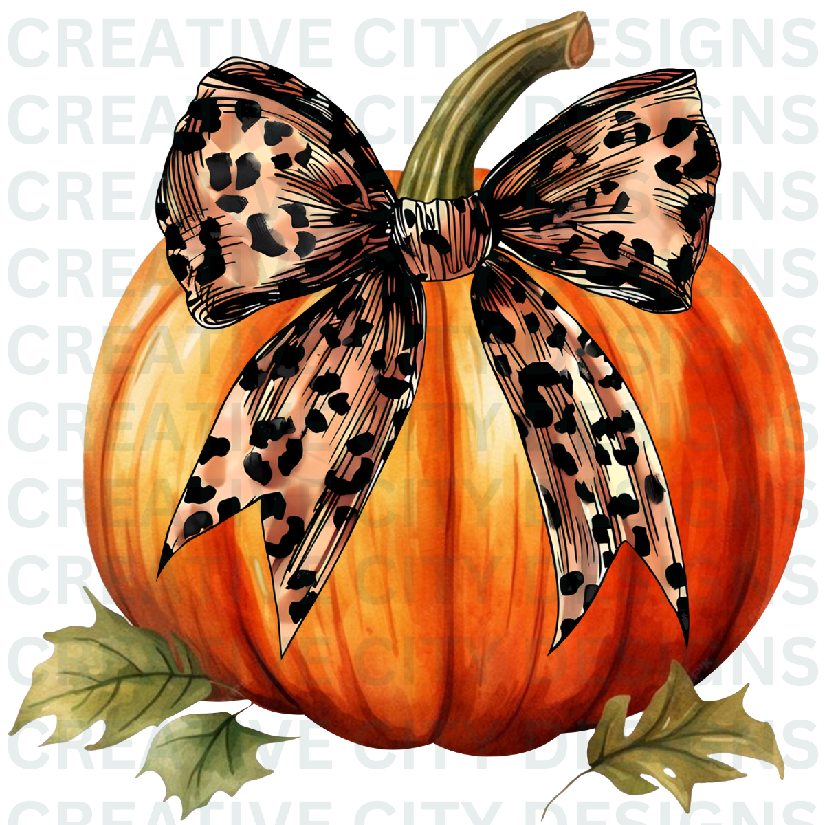 Pumpkin with Leopard Bow Decal