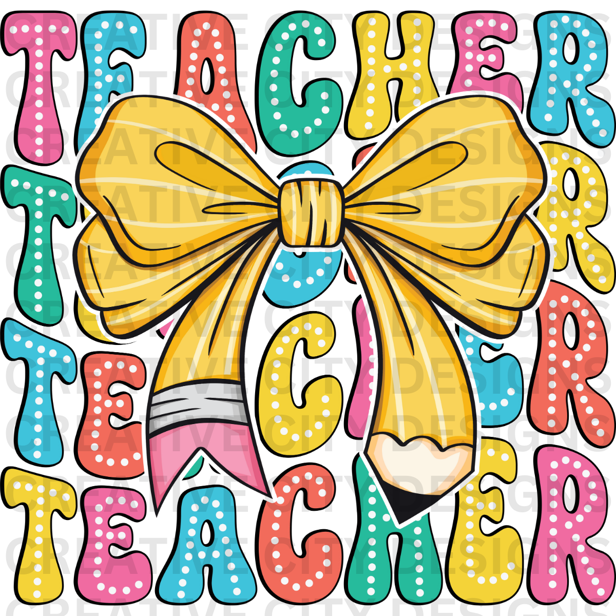 Teacher Pencil Bow Decal