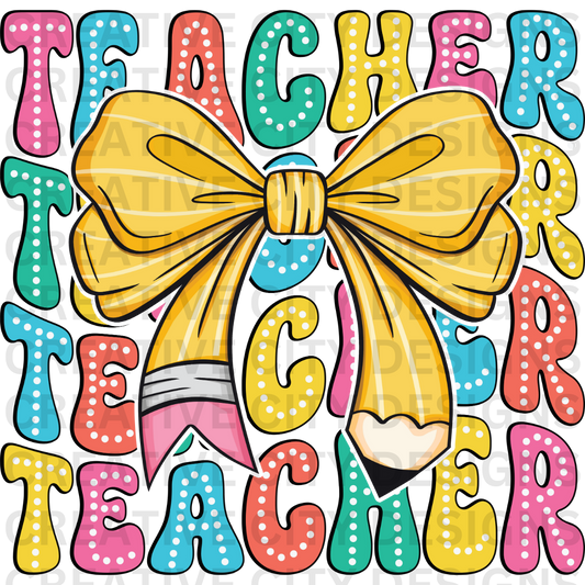 Teacher Pencil Bow Decal