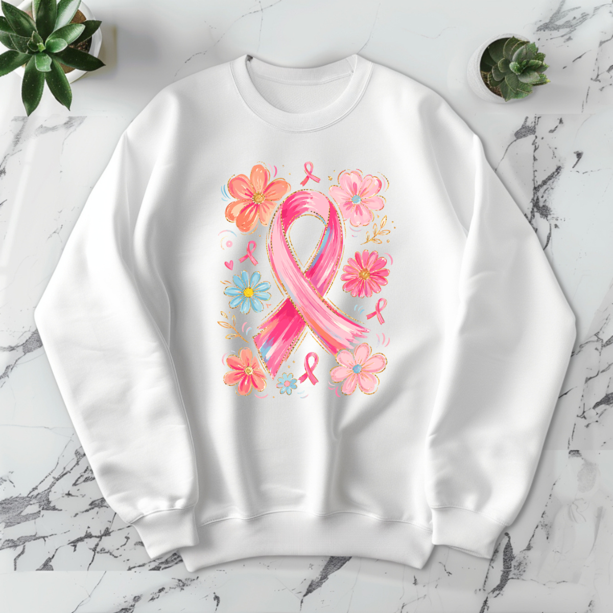Pink Flowers and Ribbon - DTF Transfer Print