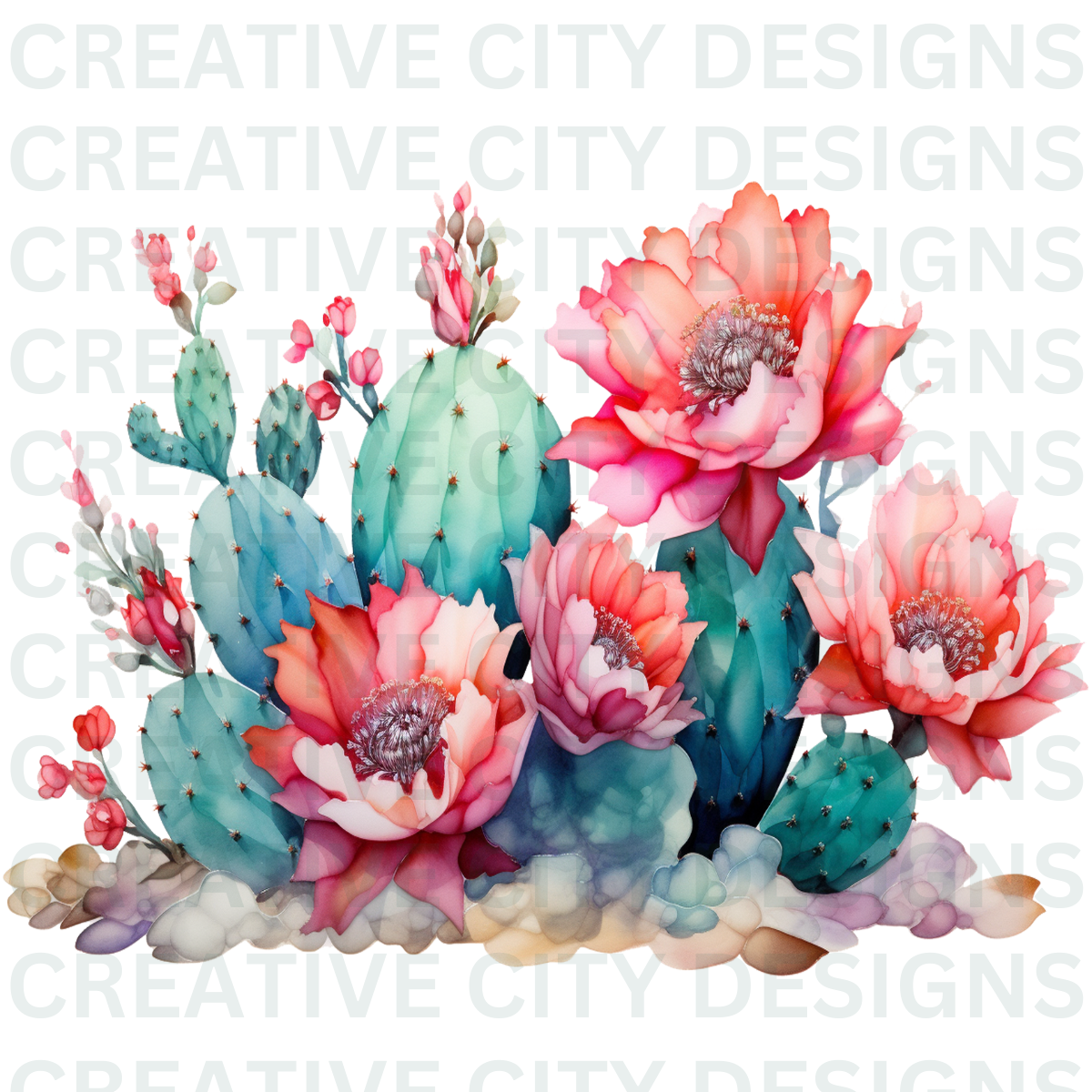 Watercolor Cactus Decal