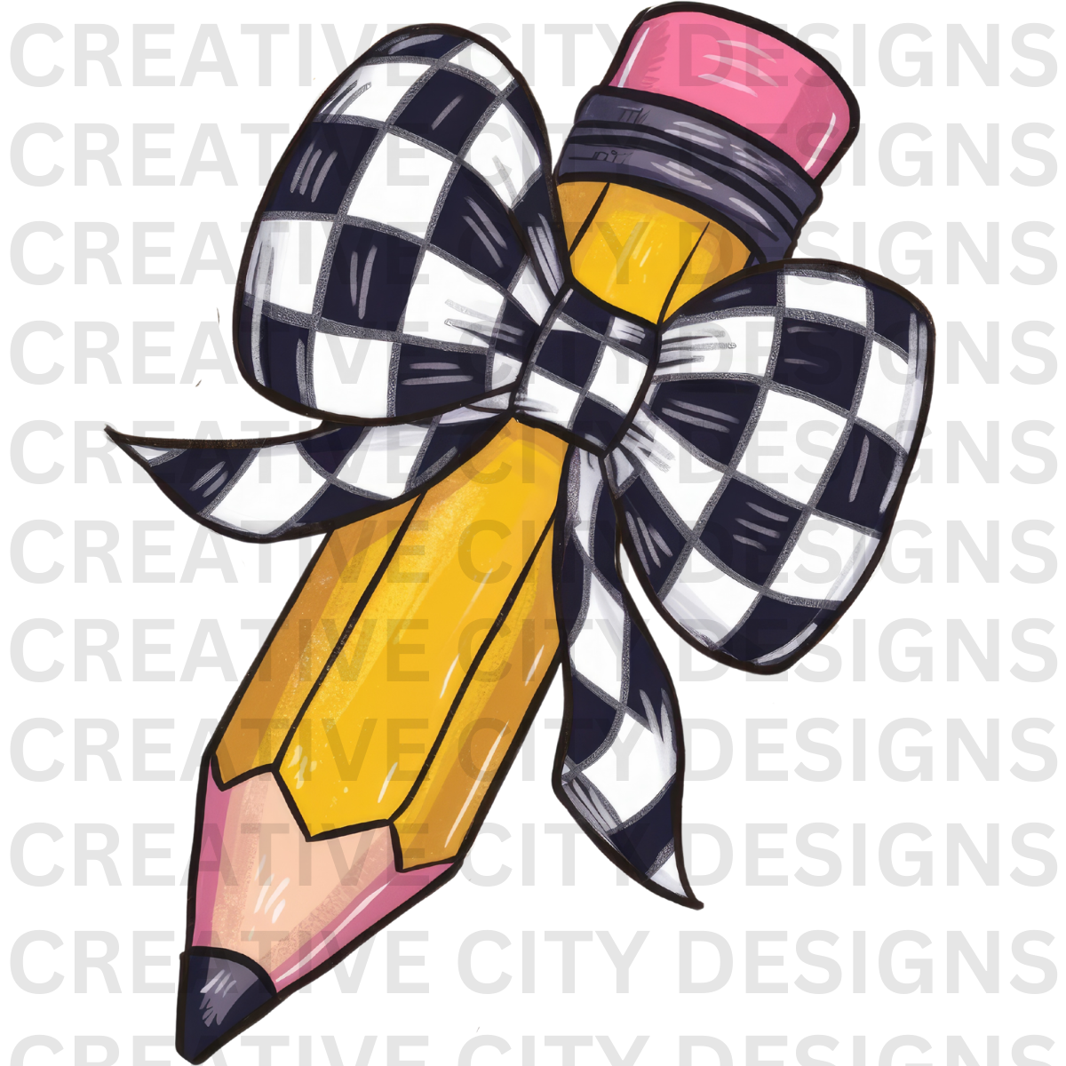 Pencil with Bow Decals