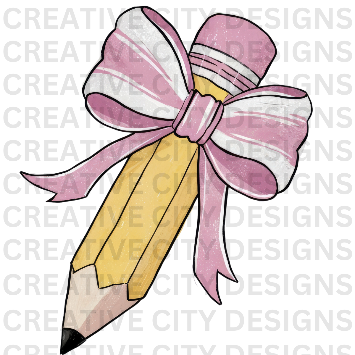 Pencil with Bow Decals