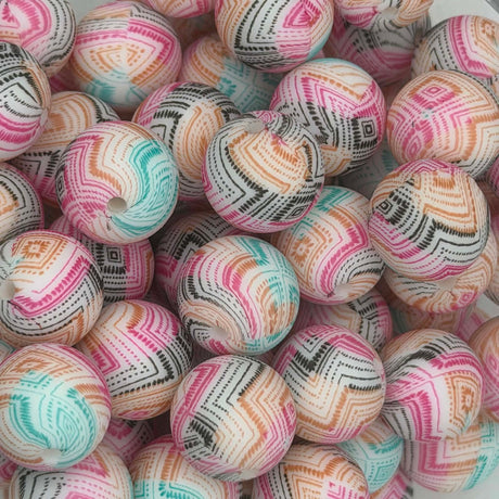 Aztec Stitches 15mm Silicone Bead