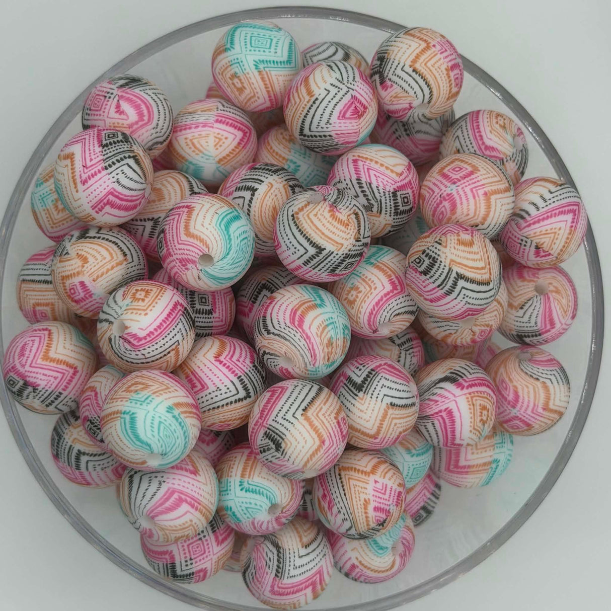 Aztec Stitches 15mm Silicone Bead