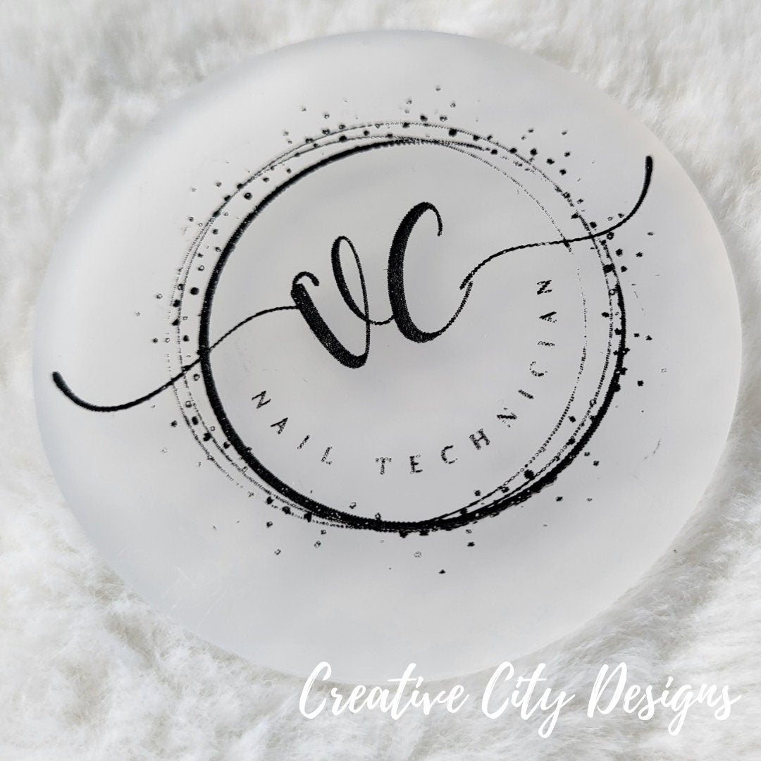 Custom Engraved Business Name Disc | Personalized Logo Watermark | Nail Artist Display Prop | Acrylic Round Sign