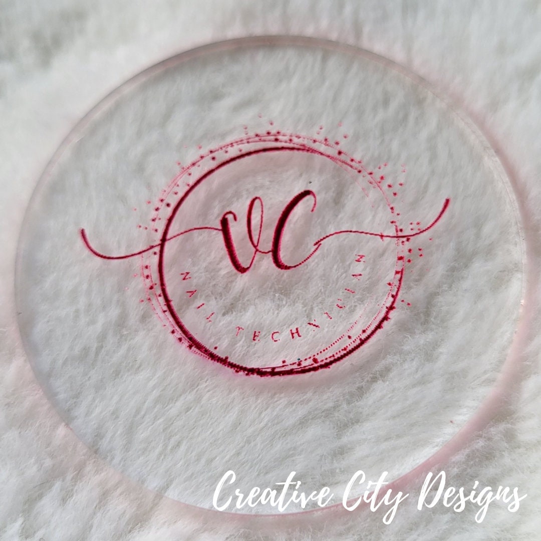 Custom Engraved Business Name Disc | Personalized Logo Watermark | Nail Artist Display Prop | Acrylic Round Sign