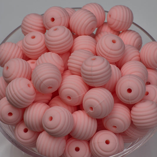Baby Pink Honeycomb 15mm Silicone Bead