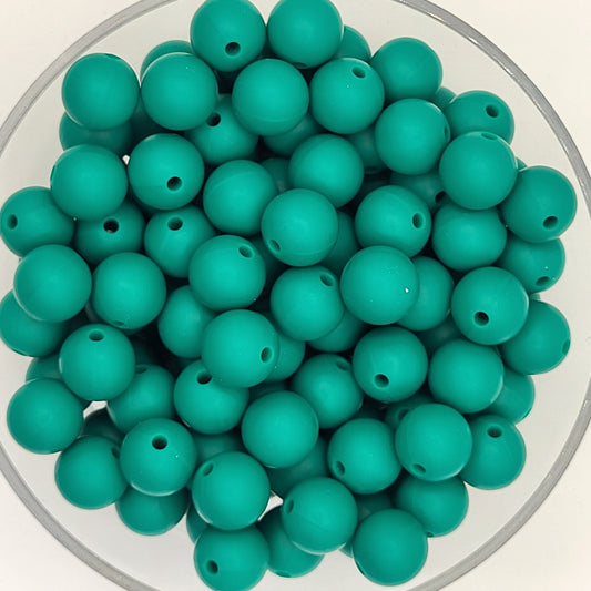 Deep Green 12mm Solid Silicone Beads
