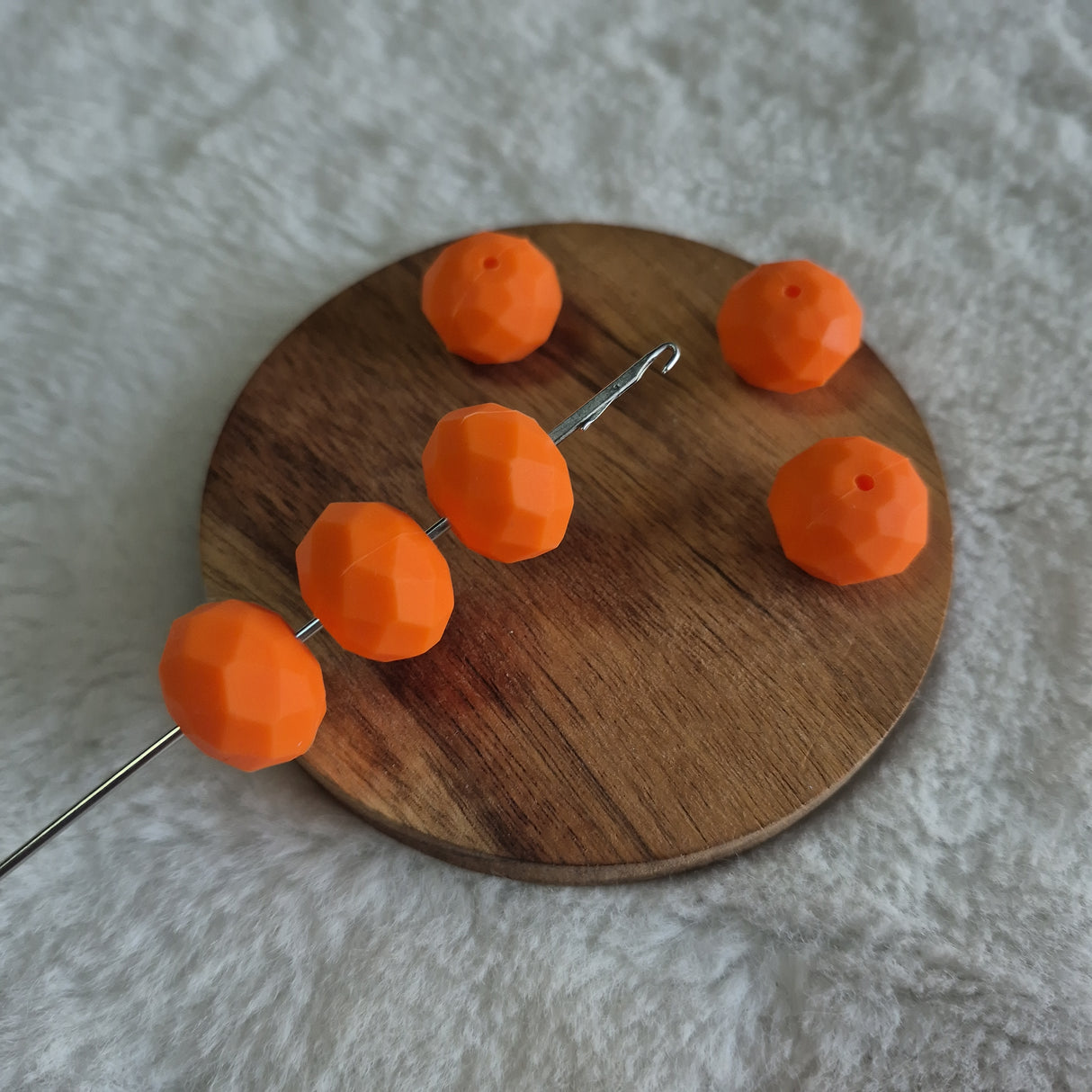 Orange Faceted Geo Silicone Beads